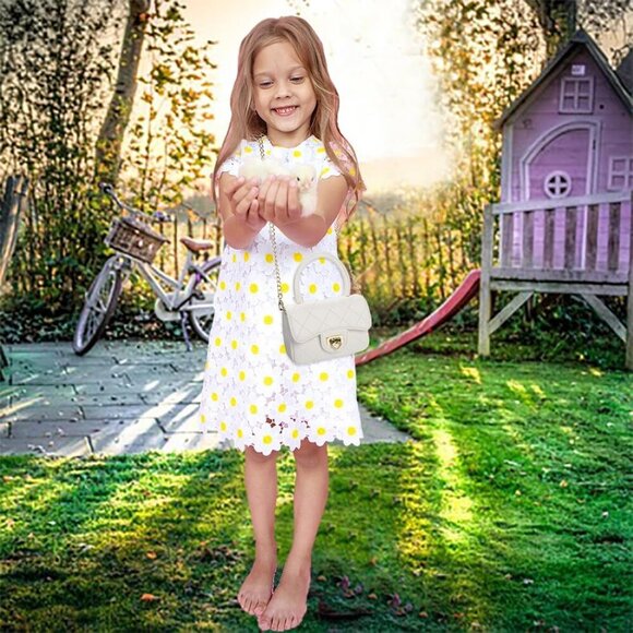 Versatile Kids' Crossbody Bag - White Purse with Heart Lock for All Occasions - Picture 5 of 7